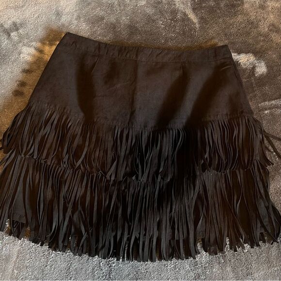 Black Fringe Mini Skirt - Picture 10 of 10